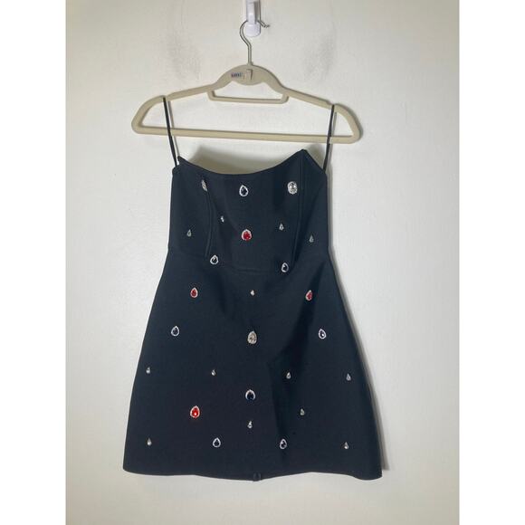 Bella Barnett Black Shalissa Strapless Diamond Mini Dress Sz L - Picture 1 of 2